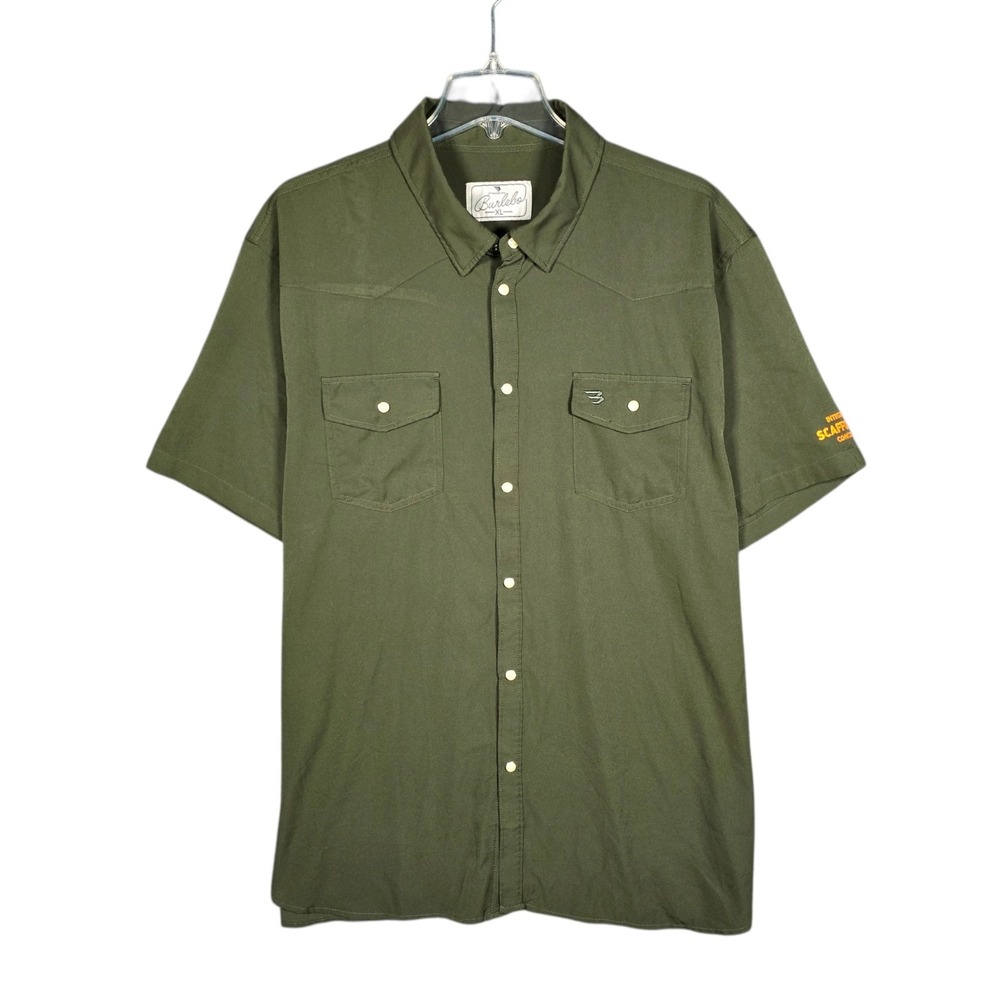 Burlebo Shirt Mens XL Green West Western Performance Button Up Pearl Snap S/S